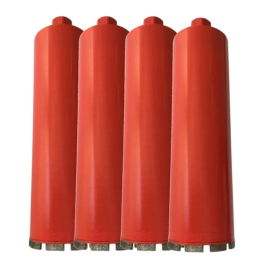 5" Wet Drill Core Bits for Concrete and Hard Masonry, 10mm Segment Height, 14" Drilling Depth, 1-1/4"-7 Arbor, Wet Only, 4-Pack