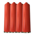 4" Wet Drill Core Bits for Concrete and Hard Masonry, 10mm Segment Height, 14" Drilling Depth, 1-1/4"-7 Arbor, Wet Only, 4-Pack