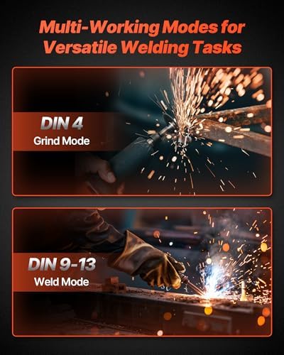 VEVOR Welding Helmet Auto Darkening, 3.66" x 1.69" True Color Welding Hood, Solar Powered Welder Mask 2 Arc Sensors, Shade 4/9-13 for TIG MIG ARC Weld Grinding - CRIUS Series (Matte Black)