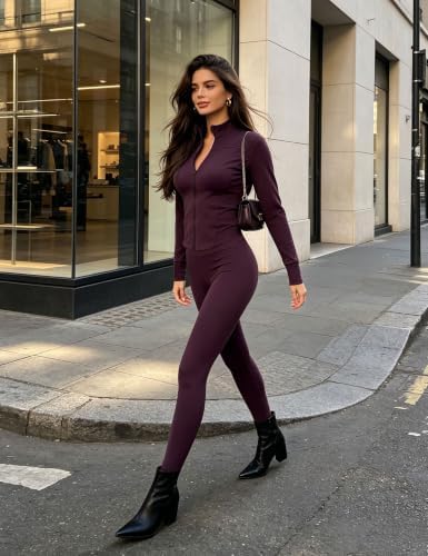 UOUA Womens Workout Set 2 Piece Outfit Bodycon Gym Tracksuit