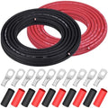 iGreely 6 Gauge 6 AWG Wire 30 Feet Black + 30 Feet Red Welding Battery Pure Copper Ultra Flexible Cable + 5pcs of 5/16" & 5pcs 3/8" Copper Cable Lug Terminal Connectors+Heat Shrink Tubing