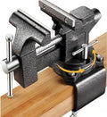 Bench Vise 4-1/2in Multi-Purpose Bench Vice Clam on Vise, Heavy Duty Cast Iron Bench Clamp with Anvil-Multi-Jaw Swivel Base - Bnech Vice for Workbench, Woodworking, Workshop DIY