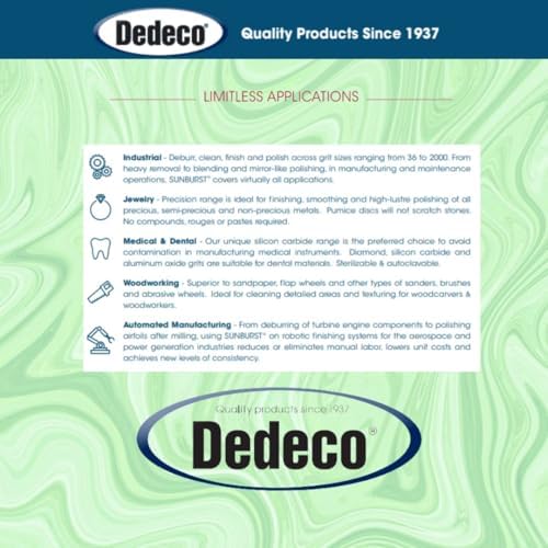 Dedeco Sunburst Radial Bristle Discs 12-Pack - 3" Curved - 3/8" Arbor - Dark-Green 50 Grit (Extra-Coarse) - Aluminum Oxide for Polishing & Finishing