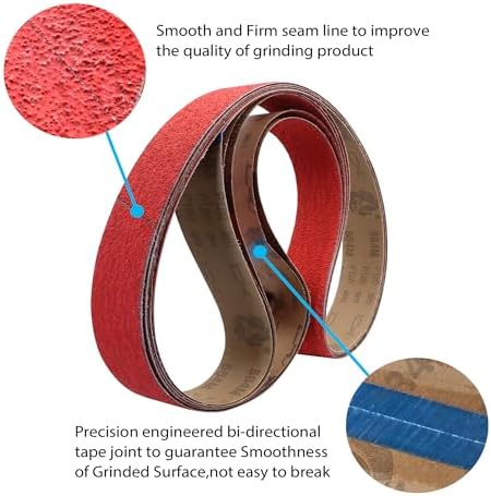 2 x 72 Ceramic Grinding Belts, 36 40 60 80 120 Grits, 5 Pack