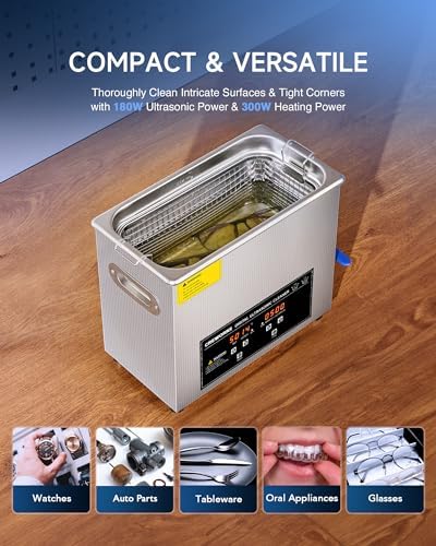 CREWORKS 6L Digital Sonic Cleaning Machine - 180W 40kHz Ultrasonic Washer
