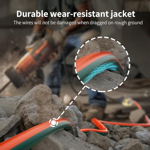 HUANCHAIN 25 FT 12/3 Gauge Extension Cord Orange Green, Outdoor Waterproof