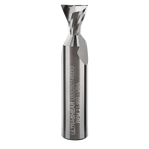 Solid Carbide 14° Dovetail Router Bit, 1/2SH, 1/2" Dia, 1/2" CL, 2-Flute, Up-Cut Spiral Geometry for Chatter-Free, Superior Quality Woodworking Joinery, USA Made - US525014SDU
