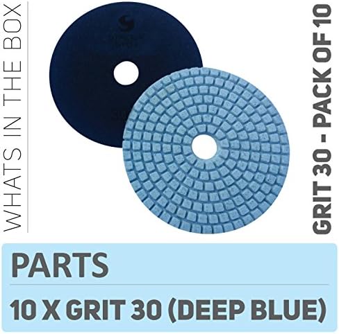 PPW152D Concrete Sanding Polishing Pads 4 Inch Grit 30 - Diamond Pads For Concrete Terrazzo Marble Floor Granite Stone Counter Wet Polishing - Pack of 10