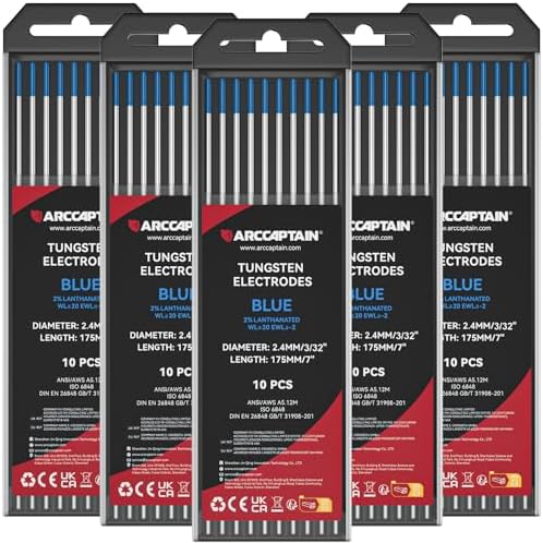 ARCCAPTAIN TIG Tungsten, TIG Welding Tungsten Electrode Blue 2% Lanthanated