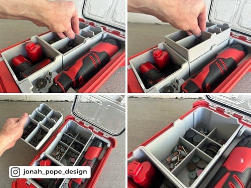 Jonah Pope Design 3d Printed Insert designed for M12 Brushless Rotary Tool and Packout Organizer (Insert Only) Red