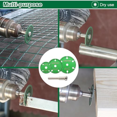 Diamond Metal Cut-off Wheel - 30/40/50mm Steel Cutting Wheel with a 1/4"(6mm) Round Shaft, Diamond Blade Cutting Disc for Iron Pipe Iron Sheet Bolt Screw