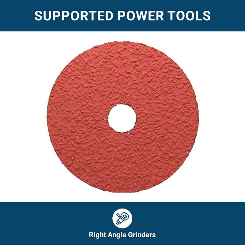 Benchmark Abrasives 5 Inch Sanding Discs Ceramic Resin Fiber Grinding Disc for Grinding, Stripping on Wood, Fiberglass, Steel, Metal, 7/8" Arbor Angle Grinder Sanding Disc, 25 Pack - 36 Grit