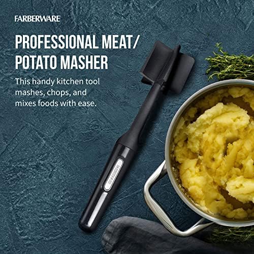 ADDPLUS Electric Spin Scrubber, Cordless Cleaning Brush Power Shower Scrubber Long Handle Extendable Handheld & Farberware Professional Heat Resistant Nylon Meat and Potato Masher