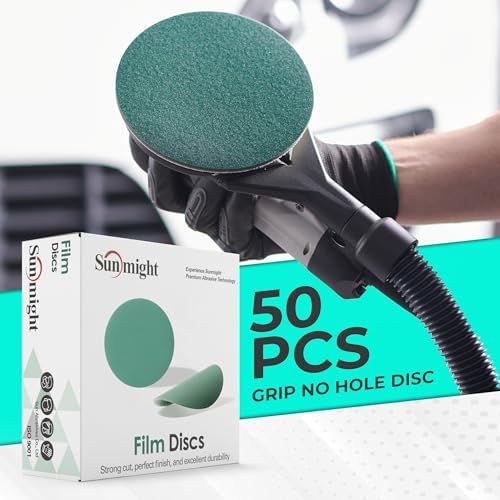 Sunmight Film Grip No Hole 3 Inch Sanding Discs - 600 Grit, Premium Aluminum Oxide - Strong Film Backing for Automotive, Marine, Wood & Metal Applications - Excellent Cutting and Long Life (50 Pcs)
