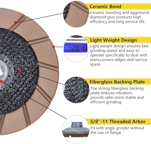 5" Ceramic Bond Diamond Cup Wheel for Concrete, 5/8-11, 100 Grit