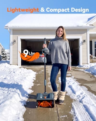 20V Cordless Snow Shovel, Electric Snow Blower with 2×4.0Ah Batteries