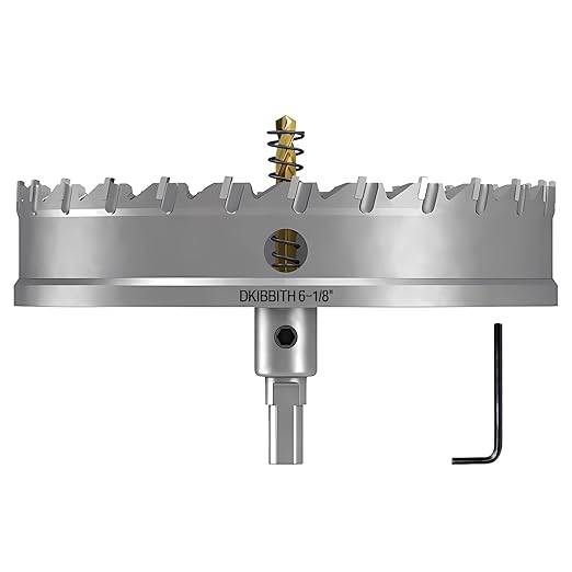 DKIBBITH TCT Hole Saw Set, 6-1/8"(156mm) Heavy Duty Tungsten Carbide Tipped Hole Cutters for Stainless Steel, Copper, Iron, Brass, Plastic with Titanium-Plated Pilot Drill Bits