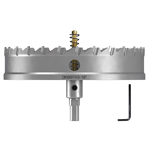 DKIBBITH TCT Hole Saw Set, 6-1/2"(165mm) Heavy Duty Tungsten Carbide Tipped Hole Cutters for Stainless Steel, Copper, Iron, Brass, Plastic with Titanium-Plated Pilot Drill Bits