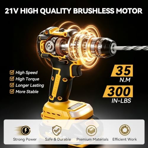 21V Brushless Cordless Drill Set With Battery Charger