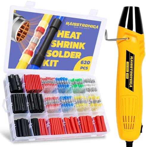 haisstronica 620PCS Wire Repair Kit, Solder Seals, 3:1 Tubing, Heat Gun
