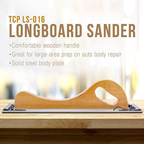Bundle with TCP Global Wooden Handle Longboard Sander & 80 & 220 Grit Gold - Longboard Continuous Roll 20 Yards Long by 2-3/4" Wide PSA Self Adhesive Stickyback Longboard Sandpaper