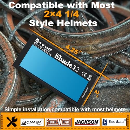 Core Series HD Shade 12 Auto Darkening Welding Lens 2"x4 1/4", Slim 0.2" True Color Welding Lens with Natural View for Pancake & Sugar Scoop Welding Hoods