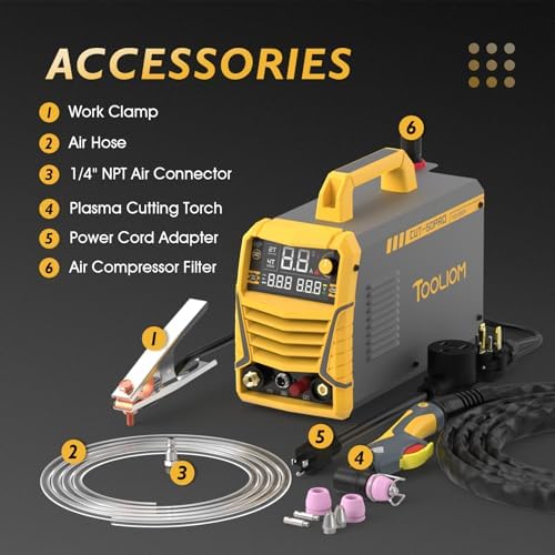 TOOLIOM 50A Non-Touch Pilot Arc Plasma Cutter, Dual Voltage 110/220V