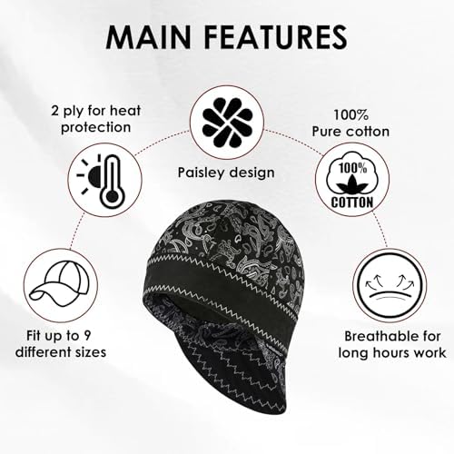 Fullsheild Reversible Welding Cap FR Cotton Welder Hat, Black+Blue+Brown