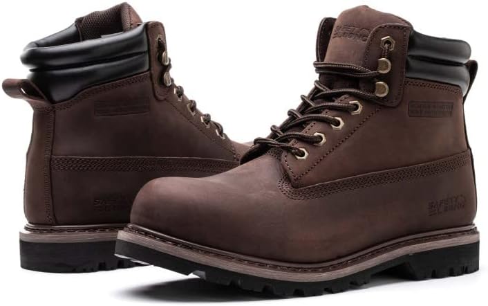 Work Boots for Men Soft Toe Waterproof Leather Workboots