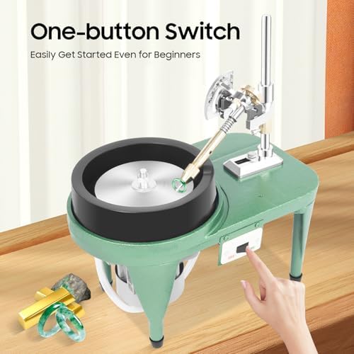 Gem Faceting Machine, 2800RPM Gemstone Grinding Jewelry Lapidary Cutting Polisher, Jewelry Lapidary Polisher Device with One-button Switch & 6 Inch Plate for Cutting Engraving Drilling