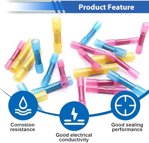 smseace 350PCS Heat Shrink Butt Connectors 26-14/22-16/16-14/12-10AWG Waterproof Electrical Wire Butt Crimp Connectors for Automotive Boat Stereo Industrial Equipment
