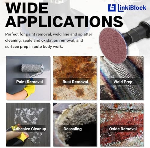 150Pcs 2 inch R-Type Quick Change Aluminum Oxide Surface Conditioning Sanding Discs Set 180 Grit with Adapter & Backing Pad