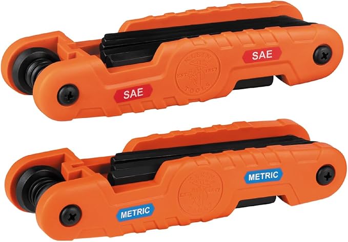 KLEIN TOOLS 70552 Pro Folding Hex Key Set, 21-Key SAE and Metric Hex Key Set with High-Leverage Blades, 2-Pack