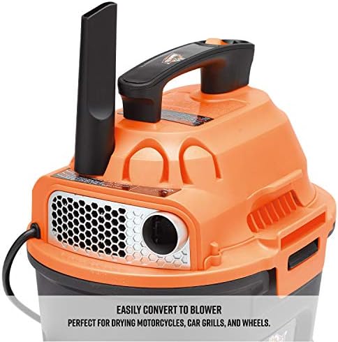 Armor All, AA255, 2.5 Gallon 2 Peak HP Wet/Dry Utility Shop Vacuum, Orange