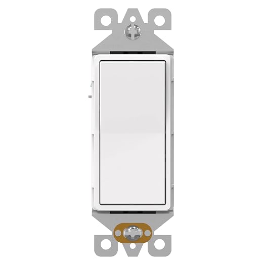 AIDA 1 Pack 3 Way Rocker Decora Light Switch, 15 Amp Self-grounding Electrical Light Switches, Residential Grade, UL Listed, Matte White