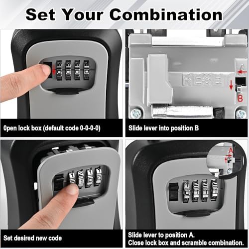 L Large Key Lock Box, 4.5”x3.7”x1.5” Waterproof Kirsite Lockbox | Combination Lockbox for Keys Outdoor, Portable Key Lock Box Wall Mount with Code (L Size, Gray)