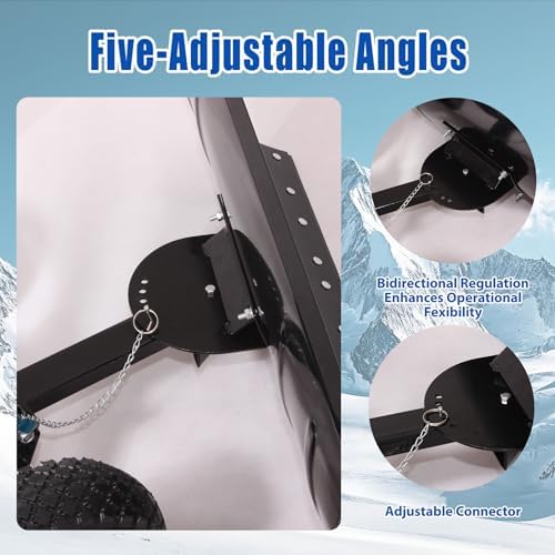 30” Snow Shovel with Wheels, Snow Pusher with Adjustable Angle & Height Handle, Snow Removal for Driveway Sidewalk, Ergonomic Double-Rod Design, Easy Assembly (Single Rod)