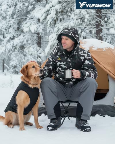 Yufawow Men Winter Jacket Skiing Jacket Insulated Fleece Lined Waterproof Windbreaker for Snowboard Hiking Camping ATV Outdoor Work