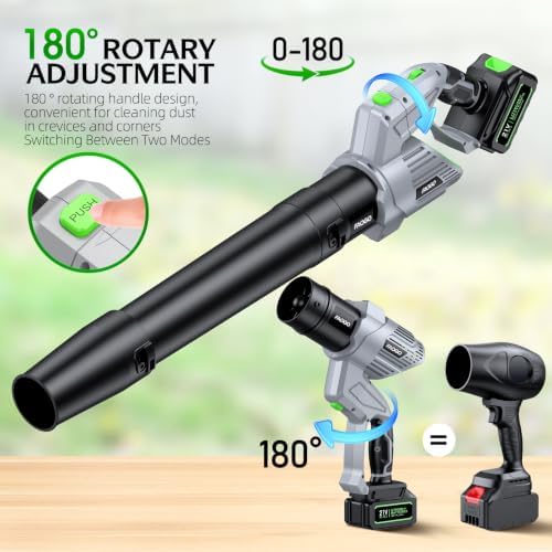 Cordless Leaf Blower, 680 CFM High Power Battery Powered Leaf Blower with 2 Batteries & Charger, 5-Speed Variable Control, Lightweight Handheld Design for Yard Driveway Patio Lawn Care (Gray)