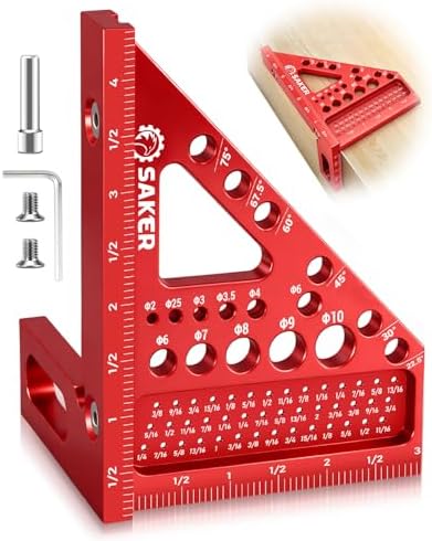 Saker 3D Multi-Angle Measuring Square Tool, Aluminum Alloy Carpenter Square