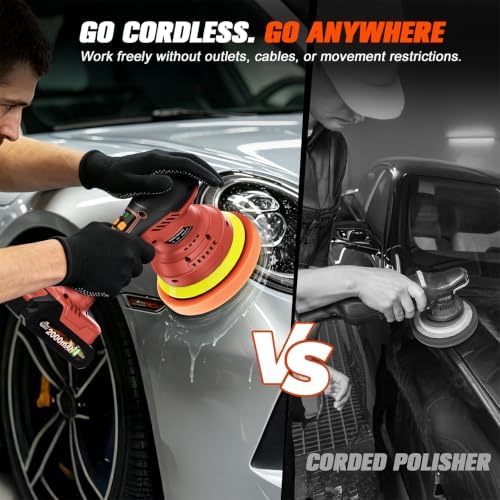 Cordless Dual Action Car Buffer Polisher, 8-Speed, 2*21V Batteries