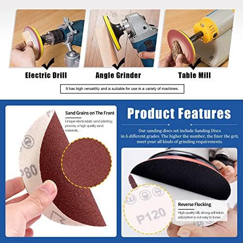 Glarks 23Pcs Sanding Belts and Sanding Discs Set Including 10Pcs 4 x 36 Inch 80/120/150/240/400 Grits Sanding Belts and 12Pcs 80/100/120/180/ 240/400 Grits Self Adhesive No-hole Sticky Sanding Discs