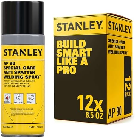 Stanley AP90 Anti Spatter Spray (12x8.5 Oz.) – Heavy Duty Welding Anti-Spatter for Arc, MIG and TIG Tips, Non-Flammable Silicone-Based Spray for Clean & Safe | 8.5 Oz. 12 Pack