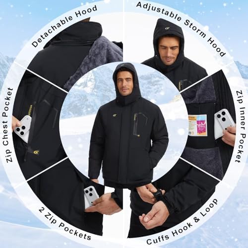 QPNGRP Mens Waterproof Ski Snowboard Jacket Winter Windproof Snow Coat