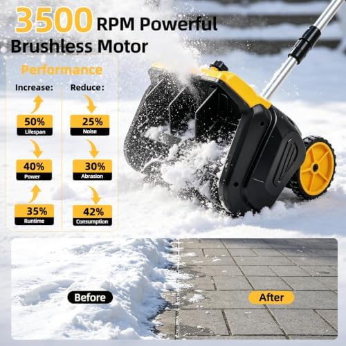 Cordless Snow Blower with Wheels Compatible with DeWalt 20V Battery