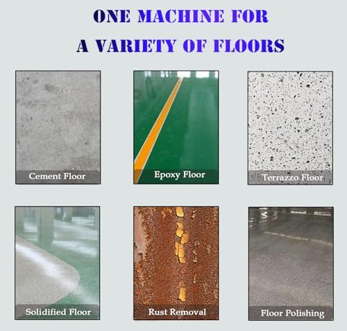 Concrete Floor Grinder Machine Cement Ground Grinder with 9 Grinding Disc 40L Vacuum Dust Collector Expoxy Floor Grinding Polishing Machine 220V 7.5kw Two Fans