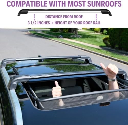 ERKUL Heavy Duty 220lbs Roof Rack Cross Bars for Kia Sportage 2017-2022 | Solid Metal Mounts | Aluminum Crossbars with Anti Theft Lock for Rooftop - Compatible with Flush Rails - Black
