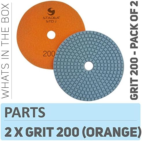 PPW122D Diamond Polishing Pads 4" For Concrete Terrazzo Marble Stone Granite Countertop Floor Wet Polishing, Grit 200 - Pack of 2