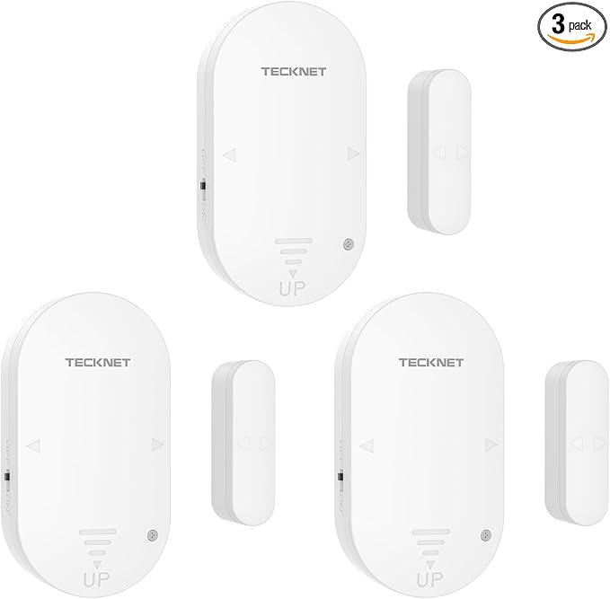 TECKNET Door Alarms for Kids Safety, Door Alarms When Opened, Two-Way Door and Window Alarm Door Alarm for Home Security, 2-in-1 Alarm & Chime, 3-Level Volume Control, Door Sensor Alarm (3 Pack)