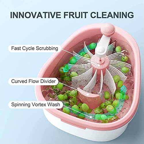 bacion Fruit and Vegetable Washing Machine, Fruit Washing Spinner Device Vegetable Cleaner Device with Spin Scrubber Brush, Portable Food Cleaning Tool with Draining System for Home Kitchen BD-10507